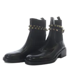 ザラ ZARA サイドゴアブーツ アンクルブーツ ショート チャンキーヒール スタッズ 39 ブラック /YO11のサムネイル