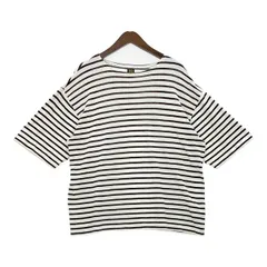 BATONER バトナー ボーダー Tシャツ カットソー コットンリネン ハイツイスト S/S バスクシャツ メンズ ホワイト トップス DM19850■のサムネイル