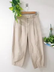 コス麻混テーパードフィットワイドパンツ 44 ベージュのサムネイル