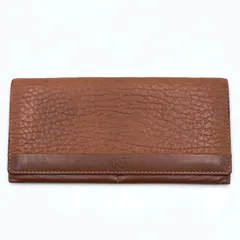 極美品✨NINA RICCI ニナリッチ 長財布 ロングウォレット 二つ折り シュリンクレザー シボ革 ブラウン 茶のサムネイル