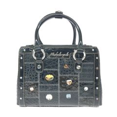 ミケランジェロ パッチワーク バッグ ビジュー 蝶 ハート 黒 クロコ型 