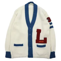 90年代 LANG DICK レタード カーディガン L クリーム ウール ワッペン 日本製のサムネイル