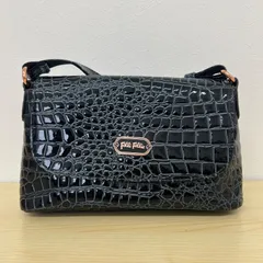 Folli Follie フォリフォリ クロコ型押し ショルダーバッグ ブラックのサムネイル