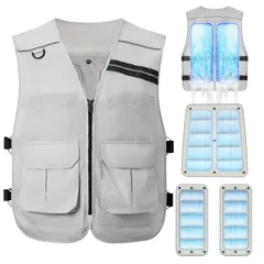 [Hon&Guan] 冷却ベスト クールベスト 24時間保冷 瞬感-16℃ 電気不要 空調作業服 PCM水冷 固液気三相流吸熱冷却 サイズ調整可能 保冷服 冷感作業服 熱中症予防 男女兼用 (アイスホワイト)のサムネイル