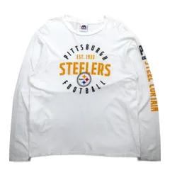 Majestic ロングスリーブTシャツ ロンT XL ホワイト 袖プリント NFL PITTSBURGH STEELERS ホンジュラス製のサムネイル