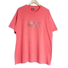 90s USA製 SCREEN STARS ESPRIT エスプリ ロゴ刺繍 Tシャツ XL シングルステッチ ピンク ヴィンテージ 企業 アート T093のサムネイル