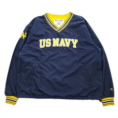 Champion 90年代 ヴィンテージ ピステ プルオーバー ジャージ ジャケット XL ネイビー イエロー ドローコード US NAVYのサムネイル
