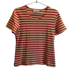 古着 marimekko "TASARAITA"（赤×ベージュ）半袖カットソーのサムネイル