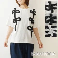 【新品】【BARNDOOR バーンドア】コットン 20 天竺 フリル りぼん Tシャツ カットソー (1203064)<br><br>レディース 春 夏 カジュアル 夏用 おしゃれ ゆったり 大きめ トレンド ナチュラル ファッション シンプルのサムネイル