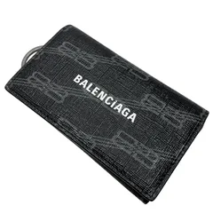 良品 BALENCIAGA バレンシアガ シグネチャー 6連 キーケース BB モノグラム 希少 ブラック PVC レザー キーリング 黒 メンズ 男性 ブランド プレゼント 640537のサムネイル