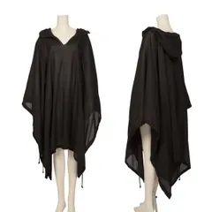 ヨウジヤマモト ファムYohji Yamamoto FEMME コットンスキッパーフーデッドポンチョコート 黒1のサムネイル