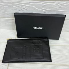 CHANEL 黒 ナイロン キルティング ポーチ CCロゴ ノベルティポーチ