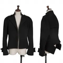 ヨウジヤマモト ファムYohji Yamamoto FEMME フラノウールボタンレスエポーレットジャケット 黒1のサムネイル