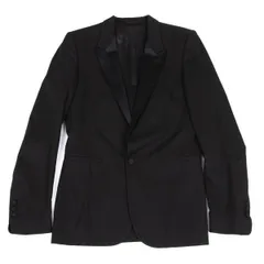 マルタンマルジェラMartin Margiela 10 ストライプピークドラペル切替ジャケット 黒46のサムネイル