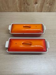 LE CREUSET ル・クルーゼ テリーヌ型 28cm オレンジ 蓋付き 箱無し 2個