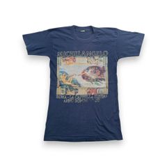 80s Michelangelo ミケランジェロ アダムの創造 アート Tシャツ ビンテージ アートT 半袖 古着 シングルステッチ a-u-2505-045