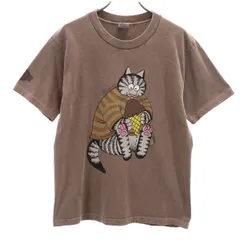 Crazy Shirt クレイジーシャツ 90s USA製 オールド クリバンキャット 半袖 Tシャツ S ブラウン メンズ 古着のサムネイル