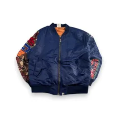 A BATHING APE MA1 SHARK シャーク ボンバージャケット 日本製 XL 20周年 限定品 ネイビー ma-1 ja-2603-063のサムネイル