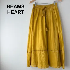 BEAMS HEART 綿100% フレアロングスカート マスタード F ウエストゴムのサムネイル