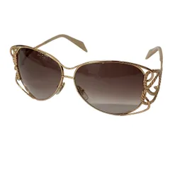 ALEXANDER McQUEEN(アレキサンダーマックイーン) サングラス美品  - AMQ4074/S ダークブラウン×ピンクゴールド×アイボリーのサムネイル