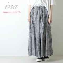 [30%OFF] イナ ina ギンガムチェックマチ入りタックスカート 261122 日本製 フレア ポケット ロング丈 レディース 2026春夏 [返品・交換不可]のサムネイル