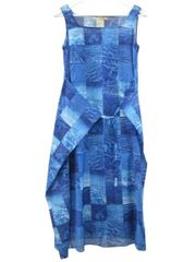 シビラ SYBILLA ワンピース コットン シルク 水面プリント M ブルー 青 ノースリーブ