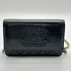 美品】レア品CHANEL ツイードチェーンウォレットココマーク千鳥格子柄 