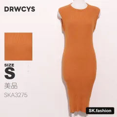 美品 DRWCYS ワンピース 膝丈　ノースリーブ　タイト　リブニット　絹混のサムネイル