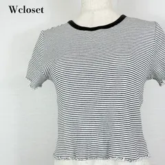 w closet バックオープン メロウリブ ボーダー半袖Tシャツ F 【000129】のサムネイル