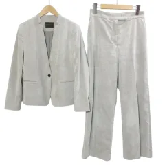 トゥモローランドコレクション 22AW セットアップ スーツ ベッチンシャンブレー ノーカラージャケット セミワイドパンツ アンクル丈 ベージュ 34 7号 36 9号 13-07-24-07359 13-04-24-04359 ベージュ /X　のサムネイル