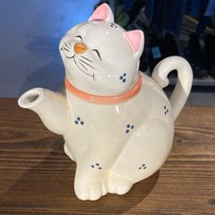 MP499) 大橋陶器 猫 ティーポット 中古 現状品 / OHASHI ネコ 招き猫 