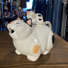MP499) 大橋陶器 猫 ティーポット 中古 現状品 / OHASHI ネコ 招き猫 