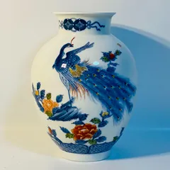 鍋島 和泉 花瓶 孔雀絵 和柄 花柄 花器 水盤 華道 花道 お花 生け花 花立 花入 いけばな 池坊 小原流 草月流 古流 自由花 変形花器 送料込み フォロー割 クーポンご利用可能 お値引き交渉可能 一点限りのサムネイル