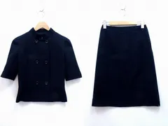 【222029】LANVIN ランバン  5分袖 ダブルジャケット セットアップ スカートスーツ  ・36 ネイビーのサムネイル
