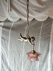 フランス アンティーク 天使 エンジェル シャンデリア ペンダントライト ピンク フランス アンティーク 天使 エンジェル ピンクガラスシェード