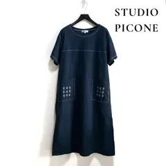 STUDIO PICONE スタジオピッコーネ 2026年春夏 コットン100％ 刺繍ステッチワンピース 半袖 ポケット インナースカート付き 日本製 40 A111のサムネイル