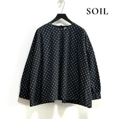 SOIL ソイル ドット柄 コットンブラウス 綿100％ 長袖 プルオーバー ゆったり インド製 ナチュラル バックギャザー A115のサムネイル