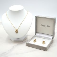 Christian Dior CDロゴ ネックレス＆イヤリング セット ゴールド