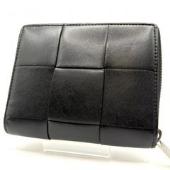 極美✨ボッテガ 二つ折り財布 ラウンドジップ レザー カセット 黒