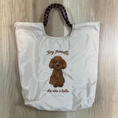 新品未使用 「トイプードル刺繍 トートバッグ ベージュ」タグ付き