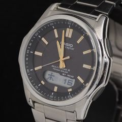 740 稼動 CASIO メンズ 時計 ウェーブセプター 電波ソーラー ブラック 