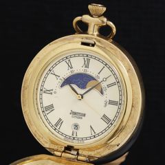 110 稼動 CITIZEN 懐中時計 ジャンクション ムーンフェイズ デイト