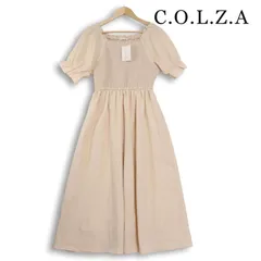【新品 未使用】 C.O.L.Z.A コルザ 春夏 パフスリーブ★ フレア 半袖 ワンピース Sz.L　レディース ベージュのサムネイル
