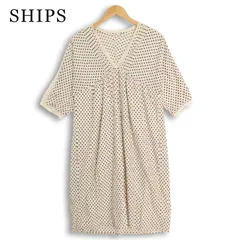 SHIPS シップス 春夏 花柄 総柄★ 袖レース 半袖 Vネック チュニック ワンピース Sz.F　レディースのサムネイル