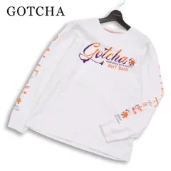 23SS★ GOTCHA ガッチャ 通年★ 長袖 ロゴプリント 袖プリント ロゴ刺繍 サーフ ロンTシャツ カットソー Sz.L メンズ 白のサムネイル