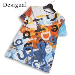 Desigual デシグアル 春夏 コットン100％★ 半袖 総柄 アルファベット柄 ロゴプリント Tシャツ カットソー Sz.S メンズのサムネイル