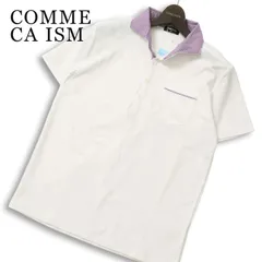 未使用品★ COMME CA ISM コムサイズム 春夏 吸汗速乾★ 半袖 鹿の子 切替 ギンガムチェック ポロシャツ Sz.M メンズ 白のサムネイル