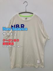 New Balance ニューバランス Tシャツ/カットソー L ホワイト 無地 前面プリント ミドル丈 ワンポイント 半袖 Uネック メンズ