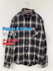 Purple & Yellow シャツ/ブラウス L ブラック コットン チェック柄 ミドル丈 長袖 レギュラーカラー メンズのサムネイル