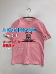 A BATHING APE アベイシングエイプ Tシャツ/カットソー S ピンク 前面プリント ブランドロゴ ミドル丈 半袖 クルーネック(丸首) メンズ レディース